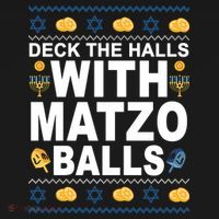Deck The Halls With Matzo Balls Jewish Toddler Hoodie thumb 2