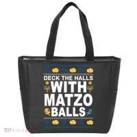Deck The Halls With Matzo Balls Jewish Tote Bag thumb 0