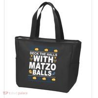 Deck The Halls With Matzo Balls Jewish Tote Bag thumb 3