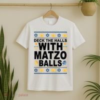 Deck The Halls With Matzo Balls Jewish T-Shirt thumb 2