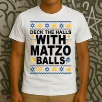 Deck The Halls With Matzo Balls Jewish T-Shirt thumb 3