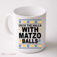 Deck The Halls With Matzo Balls Jewish Coffee Mug thumb 0