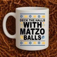 Deck The Halls With Matzo Balls Jewish Coffee Mug thumb 2