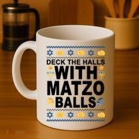 Deck The Halls With Matzo Balls Jewish Coffee Mug thumb 4