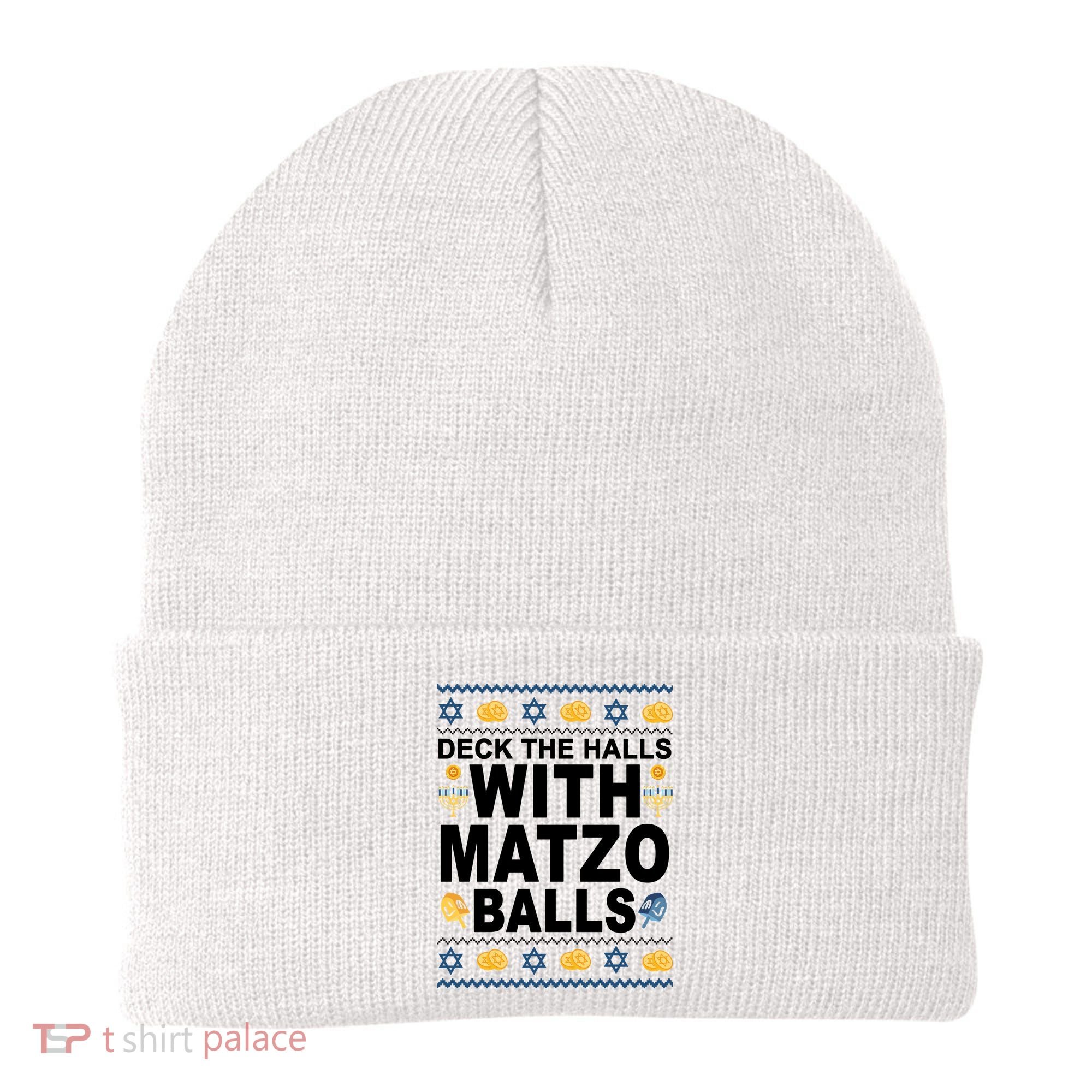 Deck The Halls With Matzo Balls Jewish Beanie