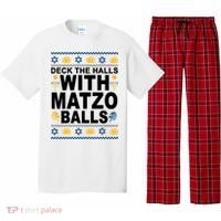 Deck The Halls With Matzo Balls Jewish Pajama Set thumb 0