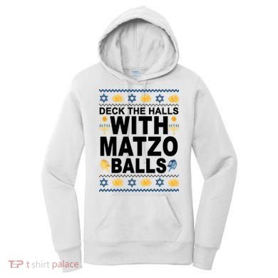 Deck The Halls With Matzo Balls Jewish Women's Hoodie