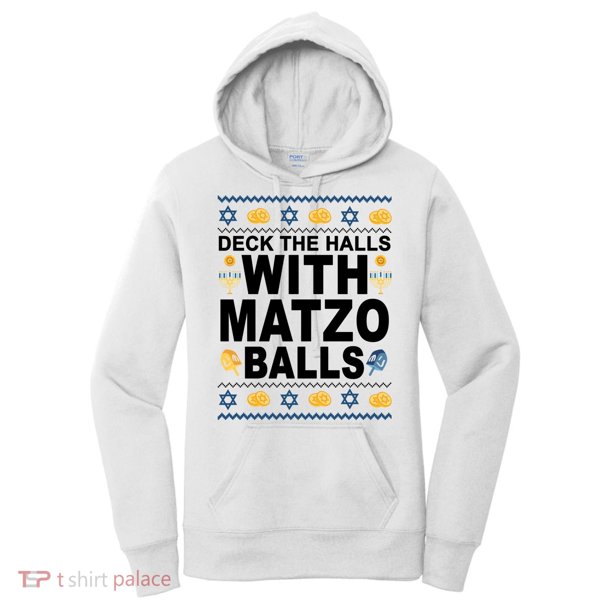 Deck The Halls With Matzo Balls Jewish Women's Hoodie