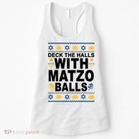 Deck The Halls With Matzo Balls Jewish Women's Tank Top thumb 0