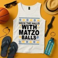 Deck The Halls With Matzo Balls Jewish Tank Top thumb 4