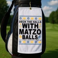 Deck The Halls With Matzo Balls Jewish Golf Towel thumb 2