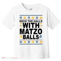 Deck The Halls With Matzo Balls Jewish Toddler T-Shirt thumb 0