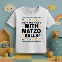 Deck The Halls With Matzo Balls Jewish Toddler T-Shirt thumb 3