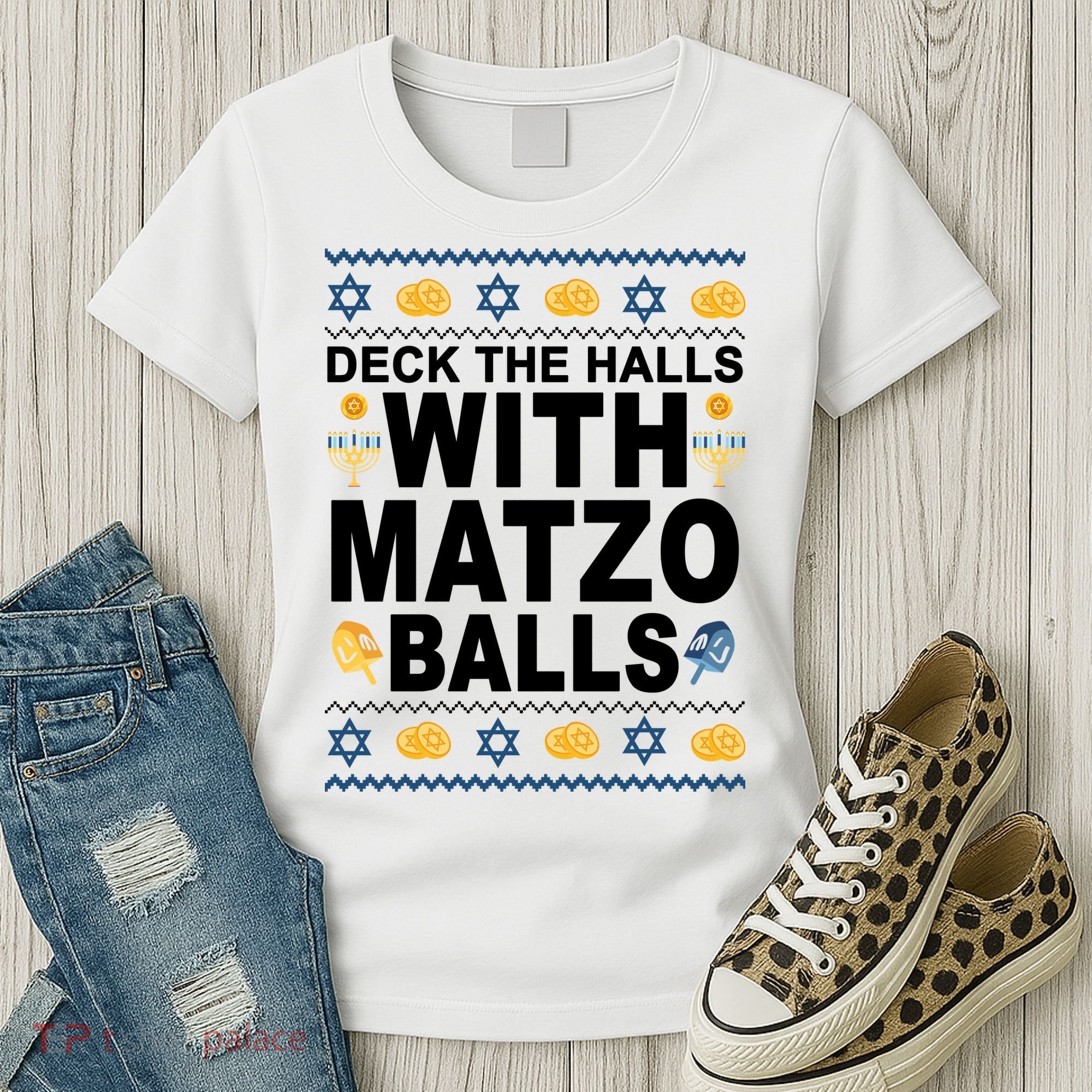 Deck The Halls With Matzo Balls Jewish Women's T-Shirt
