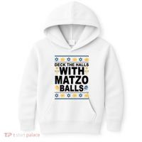 Deck The Halls With Matzo Balls Jewish Kids Hoodie thumb 0