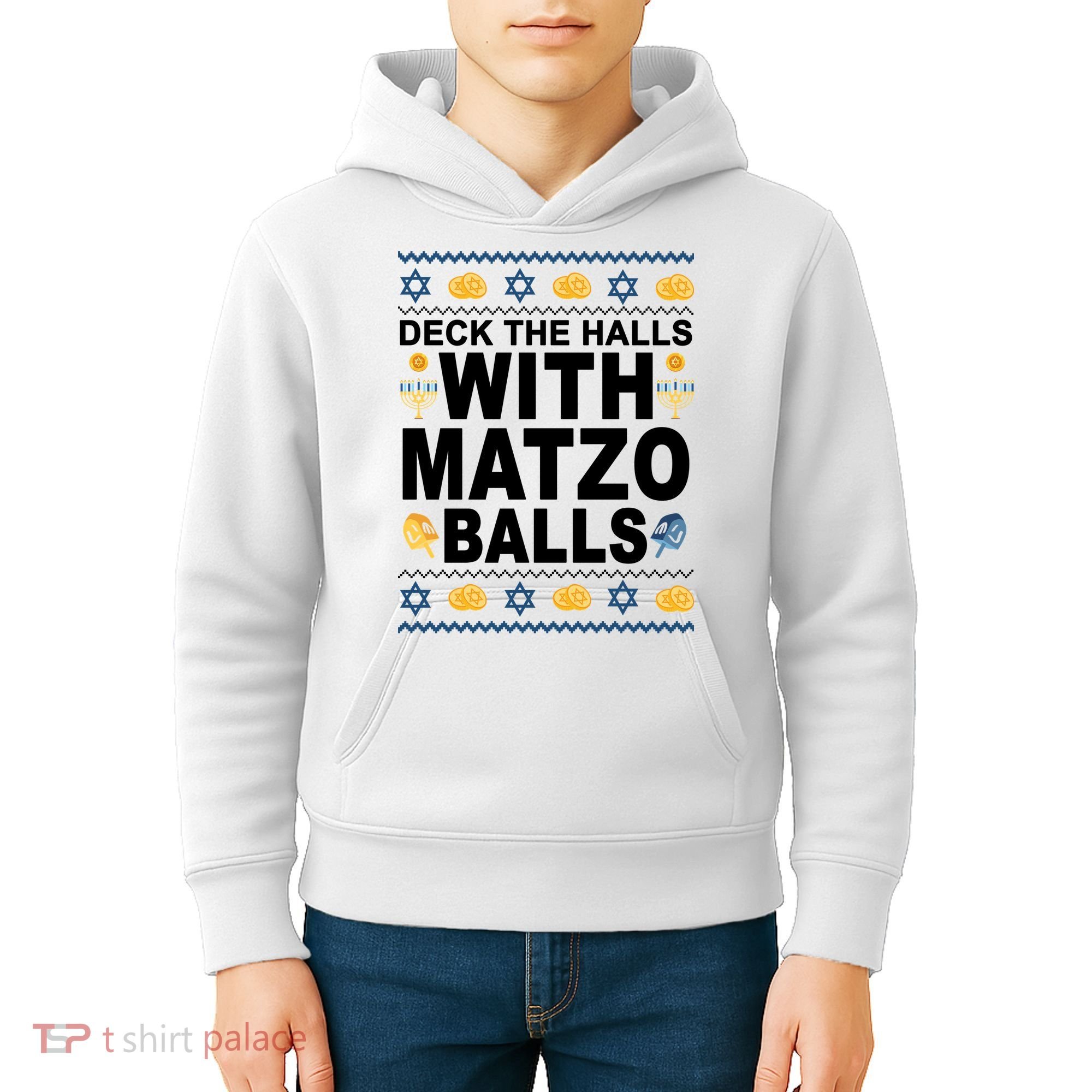 Deck The Halls With Matzo Balls Jewish Kids Hoodie