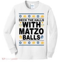 Deck The Halls With Matzo Balls Jewish Kids Long Sleeve Shirt thumb 0