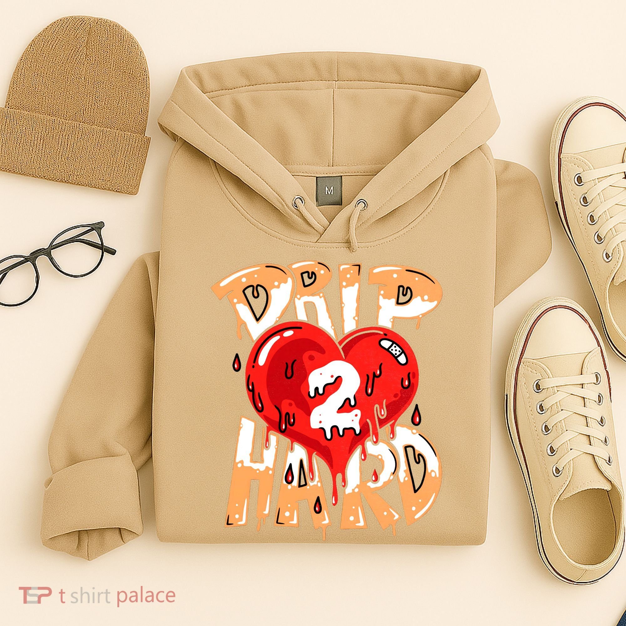 Drip Too Hard Heart Dripping Cool Swag Team Matching Sneaker Gift Idea Hoodie