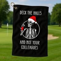 Deck The Halls And Not Your Colleagues Merry Christmas Golf Towel thumb 1