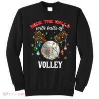 Deck The Halls With Balls Of Volley Christmas Volleyball Sweatshirt thumb 0