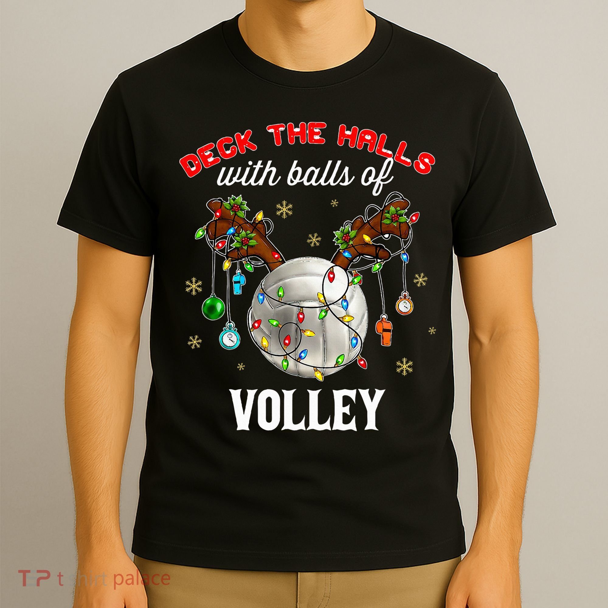 Deck The Halls With Balls Of Volley Christmas Volleyball T-Shirt