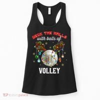 Deck The Halls With Balls Of Volley Christmas Volleyball Women's Tank Top thumb 0