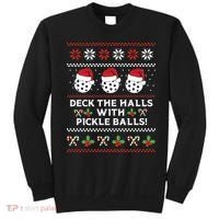 DECK THE HALLS PICKLE BALLS Ugly Christmas Pickleball Sweatshirt thumb 0