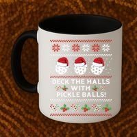 DECK THE HALLS PICKLE BALLS Ugly Christmas Pickleball Coffee Mug thumb 2