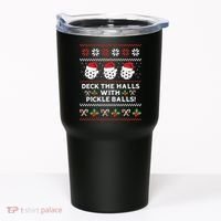 DECK THE HALLS PICKLE BALLS Ugly Christmas Pickleball Tumbler thumb 0