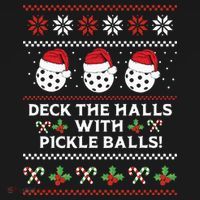 DECK THE HALLS PICKLE BALLS Ugly Christmas Pickleball Mousepad thumb 1