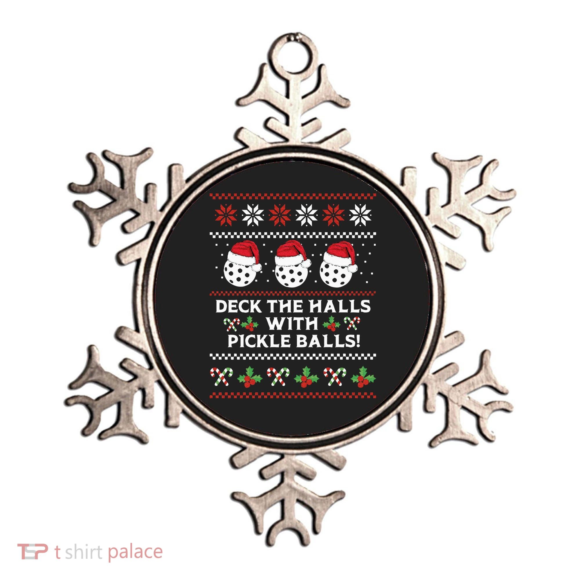 DECK THE HALLS PICKLE BALLS Ugly Christmas Pickleball Ornament