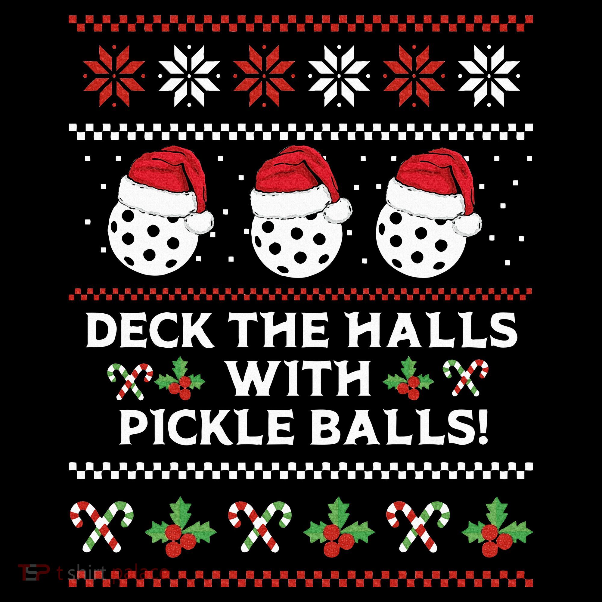 DECK THE HALLS PICKLE BALLS Ugly Christmas Pickleball Women's Tank Top