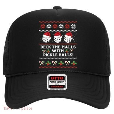 DECK THE HALLS PICKLE BALLS Ugly Christmas Pickleball Hat
