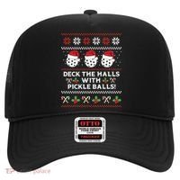 DECK THE HALLS PICKLE BALLS Ugly Christmas Pickleball Hat thumb 0
