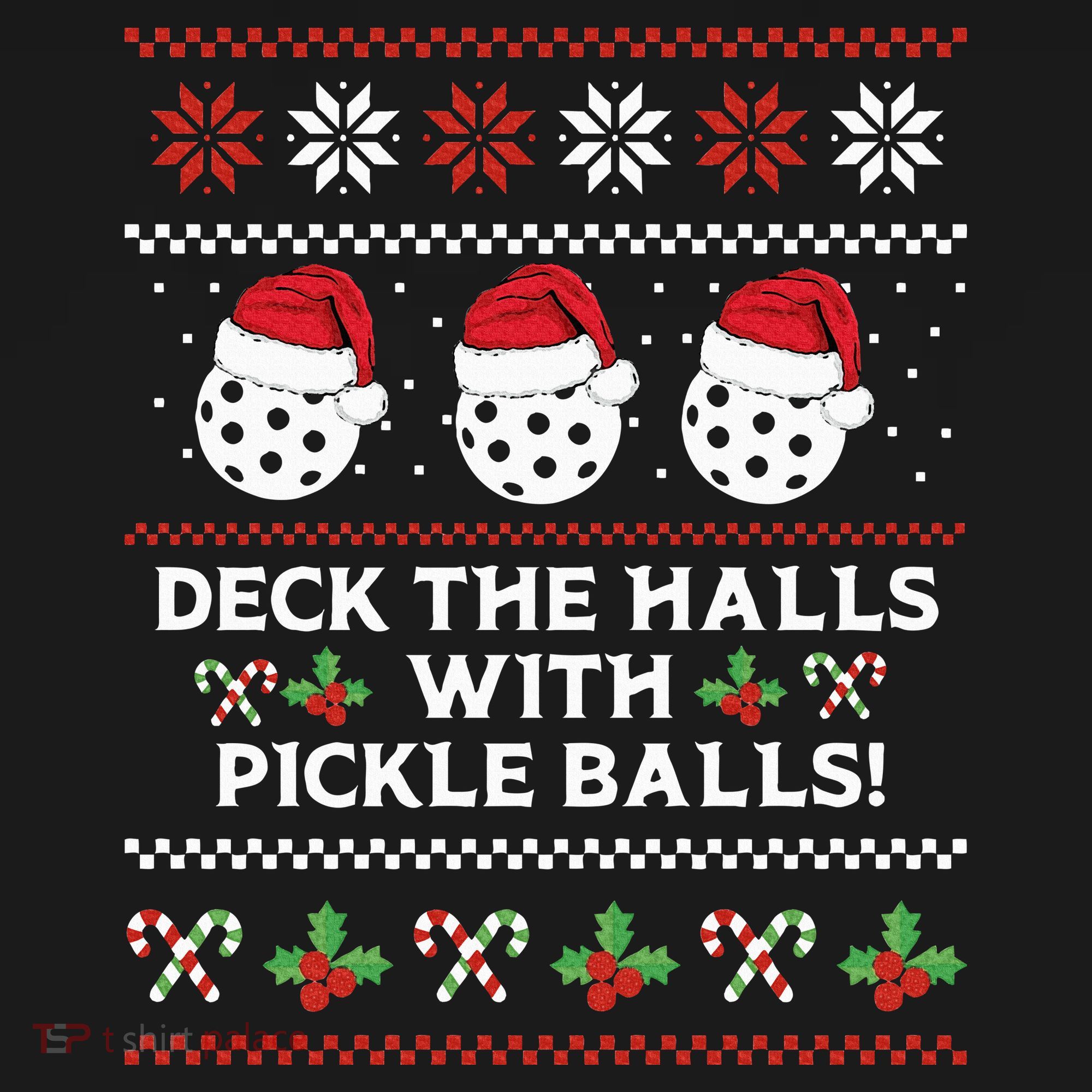 DECK THE HALLS PICKLE BALLS Ugly Christmas Pickleball Women's Long Sleeve Shirt