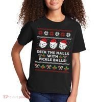 DECK THE HALLS PICKLE BALLS Ugly Christmas Pickleball Kids T-Shirt thumb 2