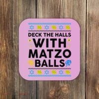  Deck The Halls With Matzo Balls Ugly Hanukkah Happy Jewish  Coaster thumb 0
