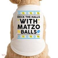  Deck The Halls With Matzo Balls Ugly Hanukkah Happy Jewish  Doggie Tank thumb 0