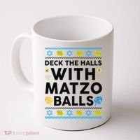 Deck The Halls With Matzo Balls Ugly Hanukkah Happy Jewish  Coffee Mug thumb 0