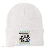  Deck The Halls With Matzo Balls Ugly Hanukkah Happy Jewish  Beanie thumb 0