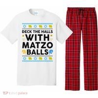  Deck The Halls With Matzo Balls Ugly Hanukkah Happy Jewish  Pajama Set thumb 0