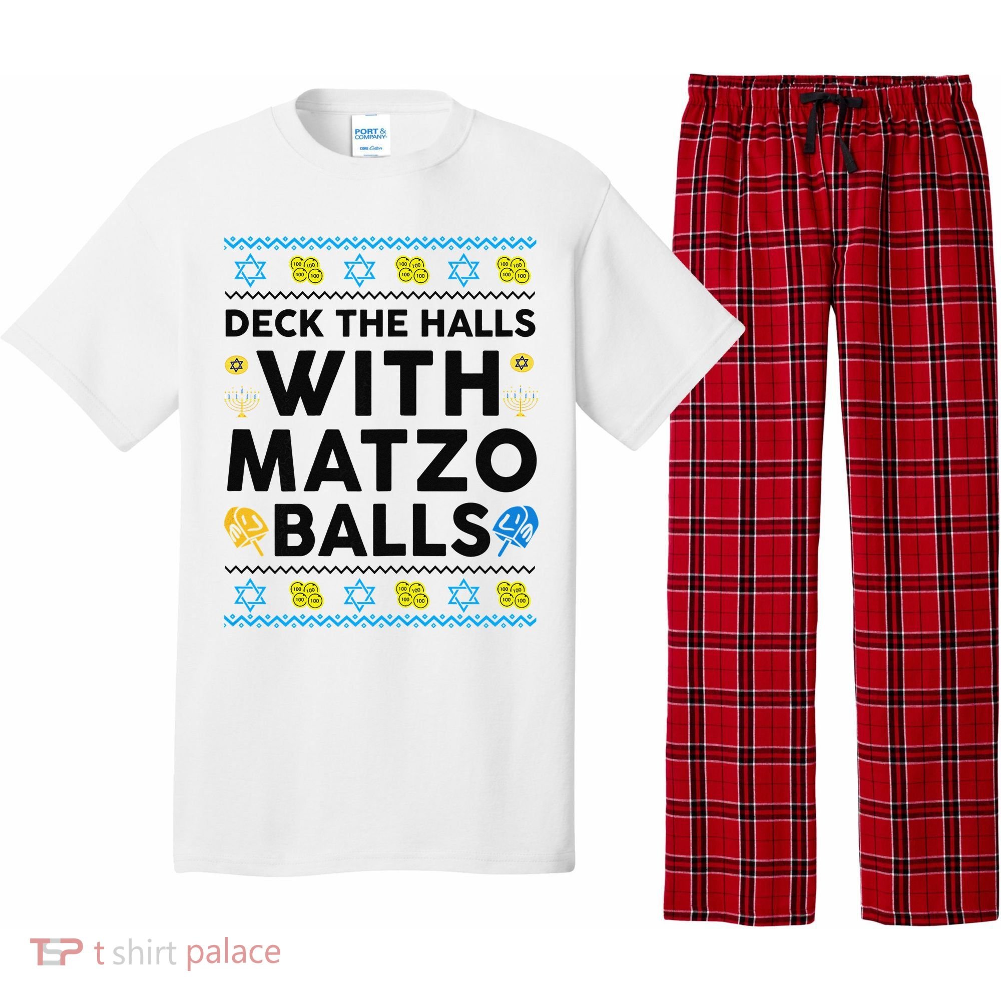  Deck The Halls With Matzo Balls Ugly Hanukkah Happy Jewish  Pajama Set
