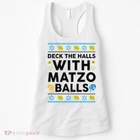  Deck The Halls With Matzo Balls Ugly Hanukkah Happy Jewish  Women's Tank Top thumb 0