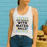  Deck The Halls With Matzo Balls Ugly Hanukkah Happy Jewish  Women's Tank Top thumb 2