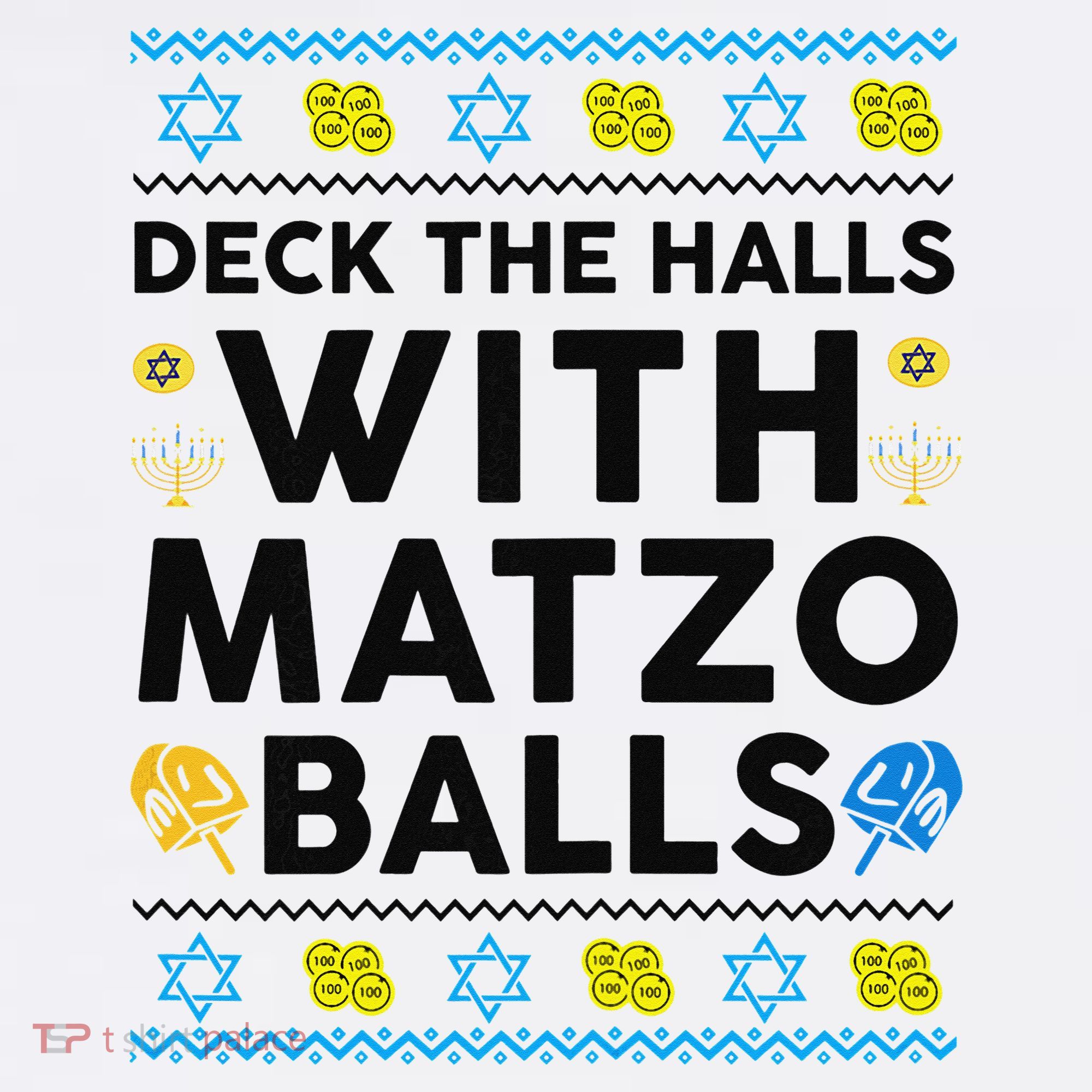  Deck The Halls With Matzo Balls Ugly Hanukkah Happy Jewish  Women's Tank Top