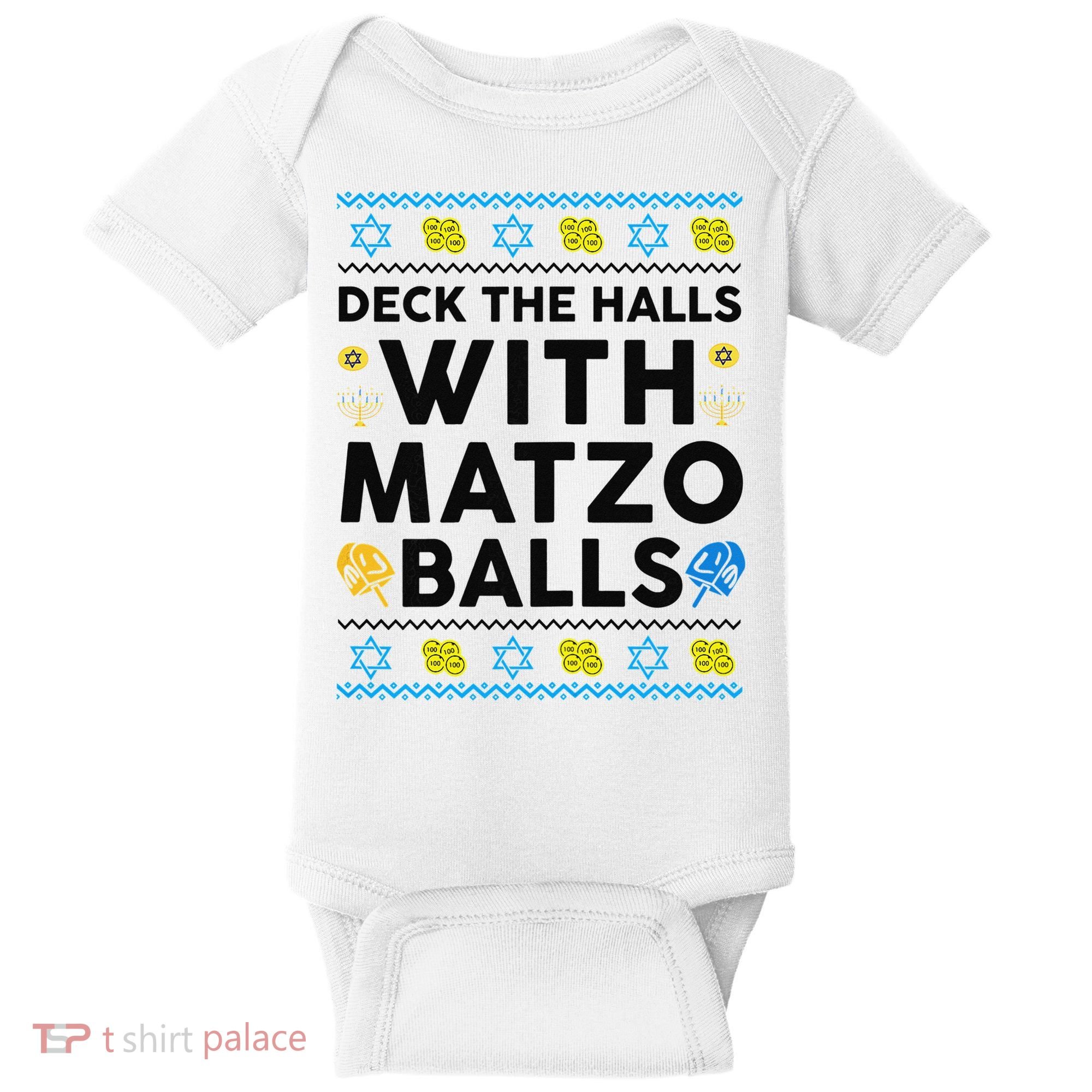  Deck The Halls With Matzo Balls Ugly Hanukkah Happy Jewish  Baby Bodysuit