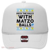  Deck The Halls With Matzo Balls Ugly Hanukkah Happy Jewish  Hat thumb 0