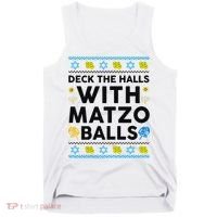  Deck The Halls With Matzo Balls Ugly Hanukkah Happy Jewish  Tank Top thumb 0