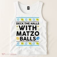  Deck The Halls With Matzo Balls Ugly Hanukkah Happy Jewish  Tank Top thumb 2