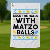  Deck The Halls With Matzo Balls Ugly Hanukkah Happy Jewish  Golf Towel thumb 1